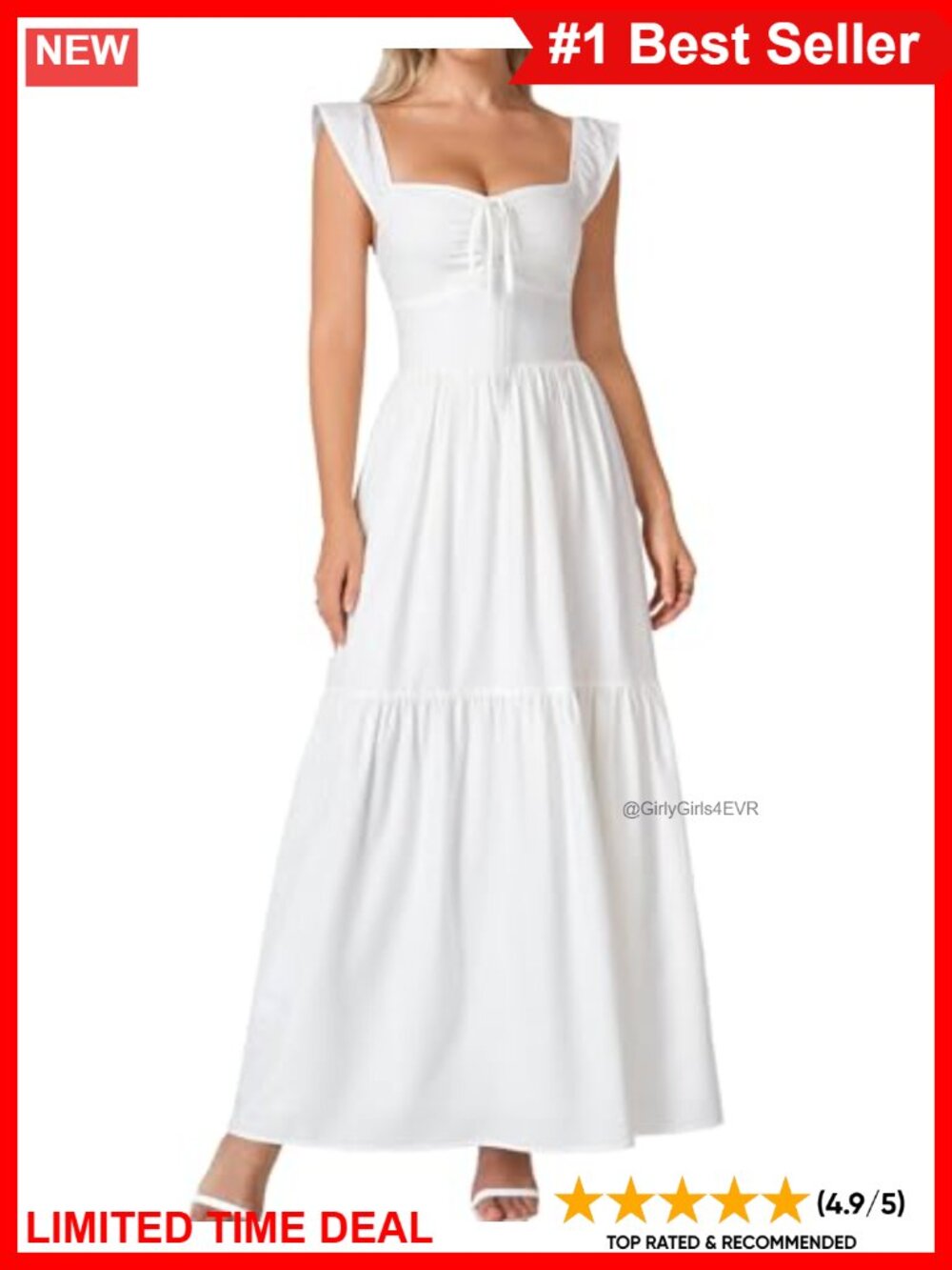 Women's Summer Corset Maxi Dress Ruffle Sleeve Boho Beach Wedding Guest